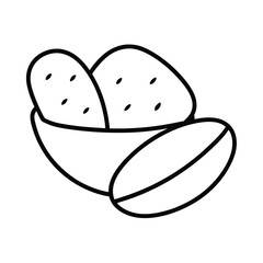 Obraz premium Potato Wedges Fried Snack Outline Drawing Line Art Vector illustration