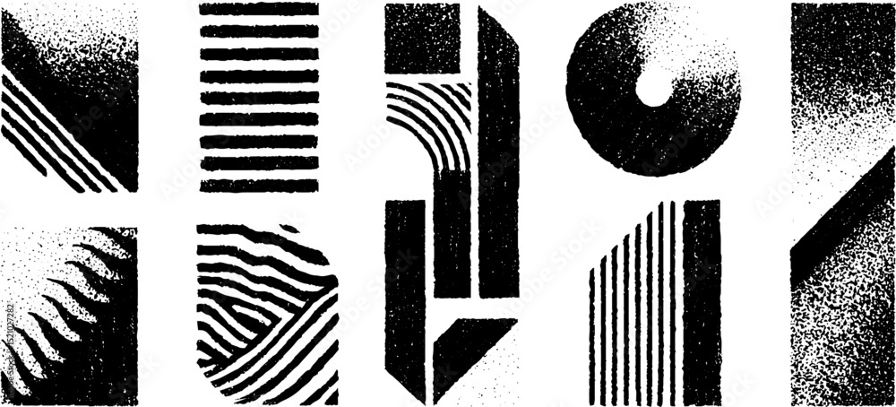 Poster set of textured geometric patterns for creative design projects
