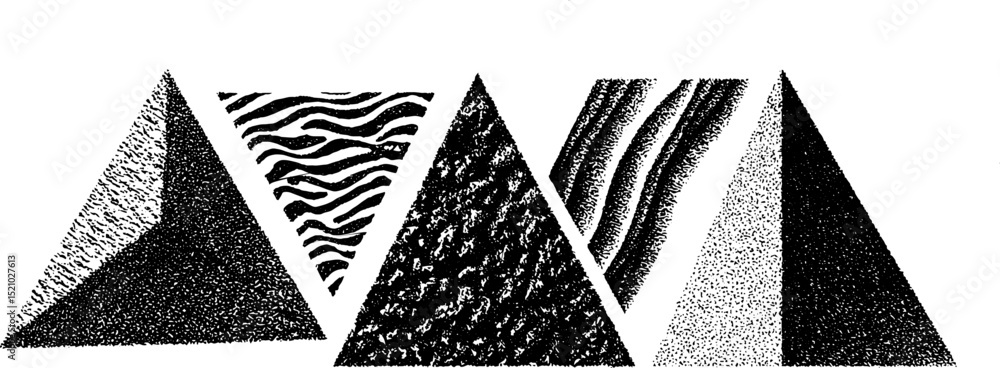 Aufkleber engraved geometric triangle illustration set with textured patterns