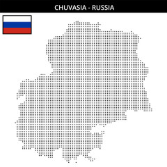 Small square dotted map of Chuvasia in Russia