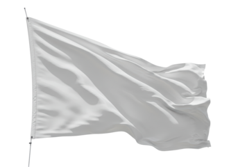 Isolated Blank White Flag Waving in the Wind