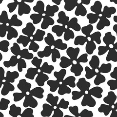 Seamless flower pattern. Geometric stylized flowers in groovy naive style. Floral botanic hand drawn design templates. 60s and 70s Retro style.