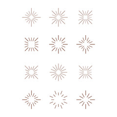 Fireworks icon Set of 12 geometric shape. Modern linear design print.  Modern abstract linear compositions and graphic design elements.
