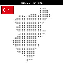 Obraz premium Small square dotted map of denizli in Turkiye