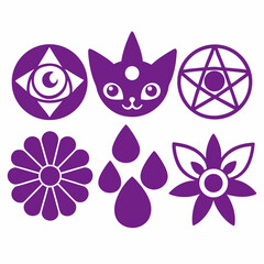 Natural and psychic theme silhouettes vector illustration