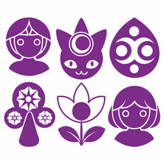 Natural and psychic theme silhouettes vector illustration