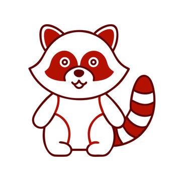 たぬきのキャラクターアイコン 赤と白のイラスト