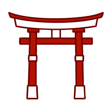 鳥居のアイコン 赤と白の伝統的な神道の門