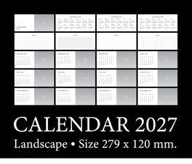 Calendar 2027 template planner vector diary in a minimalist style, Landscape
