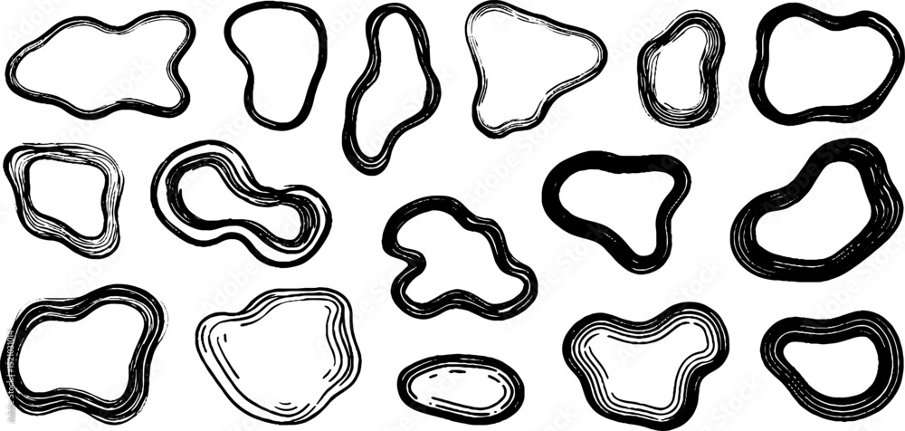 Poster abstract engraved set of irregular lines for artistic and design projects