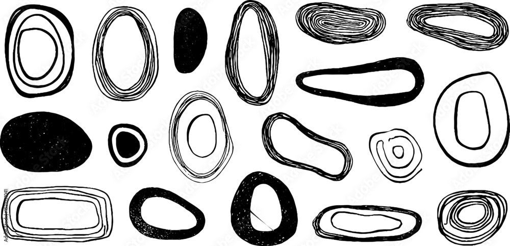 Poster abstract engraved pattern set with irregular line shapes for creative design