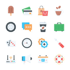 Grab this premium bundle of business and office supplies flat style icons