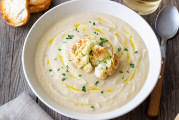 Cauliflower soup. Healthy food. Vegetarian food. Diet.