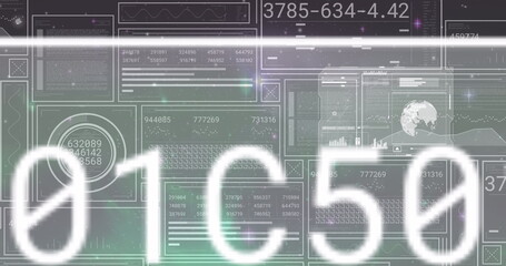 Image of data processing over dark background
