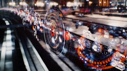 Urban data network futuristic overlay concept