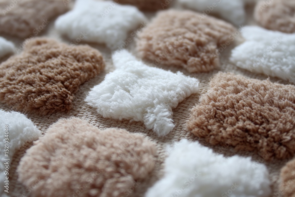 Poster cozy textile pattern featuring soft plush shapes in warm tones on a neutral background