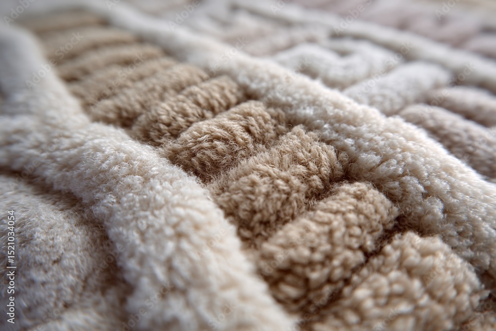 Aufkleber Soft textured fabric close-up showcasing intricate patterns and warm colors in a cozy setting
