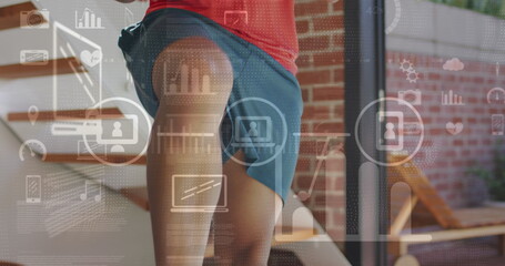 Image of data processing over sportsman exercising