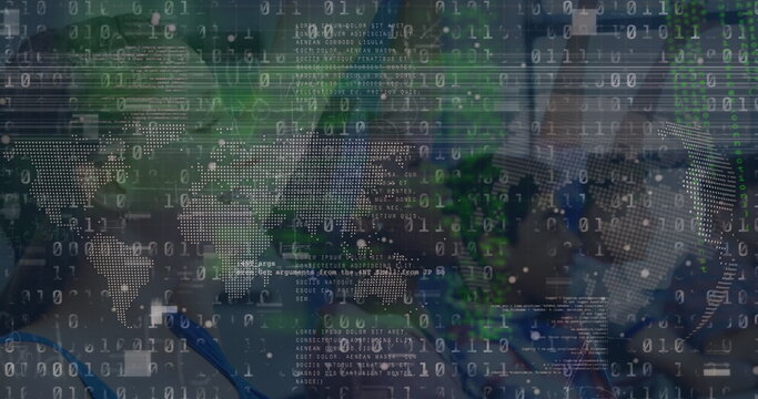 Image of data processing over diverse schoolchildren