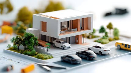 Architectural design model of a modern minimalist home