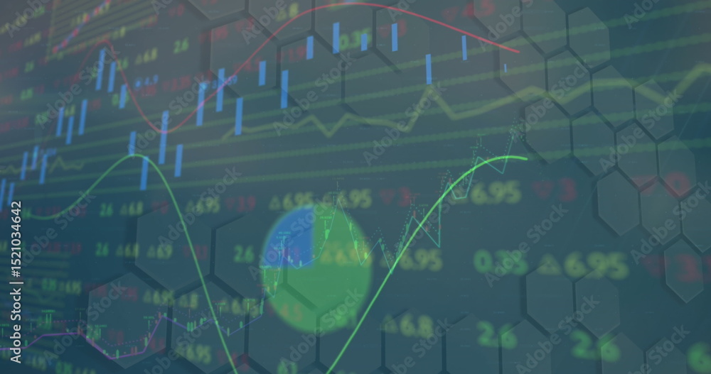 Aufkleber image of data processing and shapes on white background