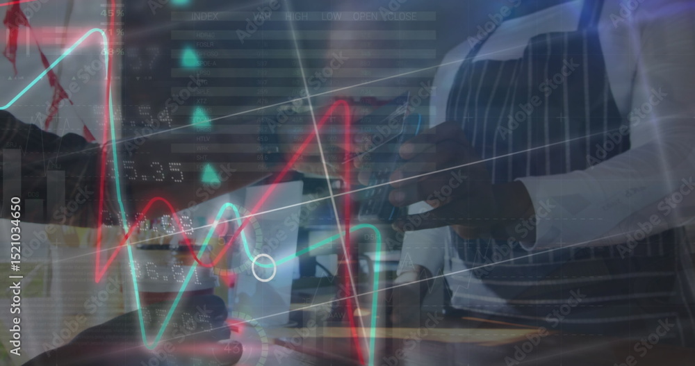 Poster image of data processing over hand paying with smartphone