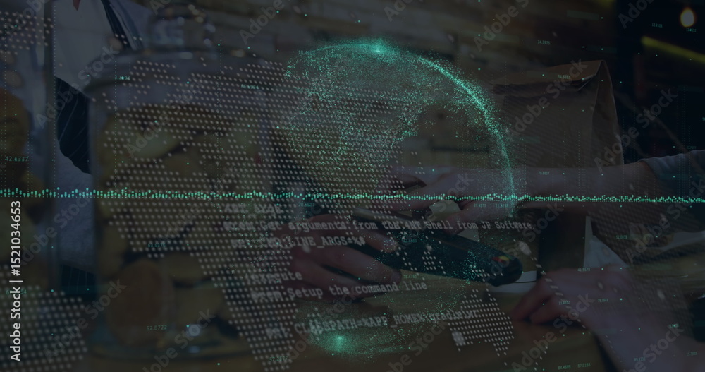 Poster image of data processing over hand paying with smartphone