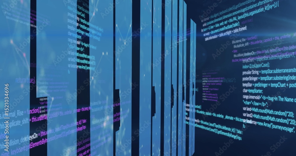 Poster image of data processing and shapes on black background