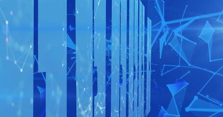 Image of moving shapes on blue background