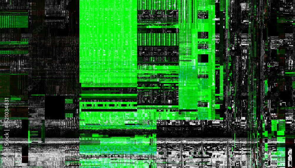 Poster Abstract creative glitch overlay texture. Geometric pixel pattern of a digital glitch on transparent background, digital pattern