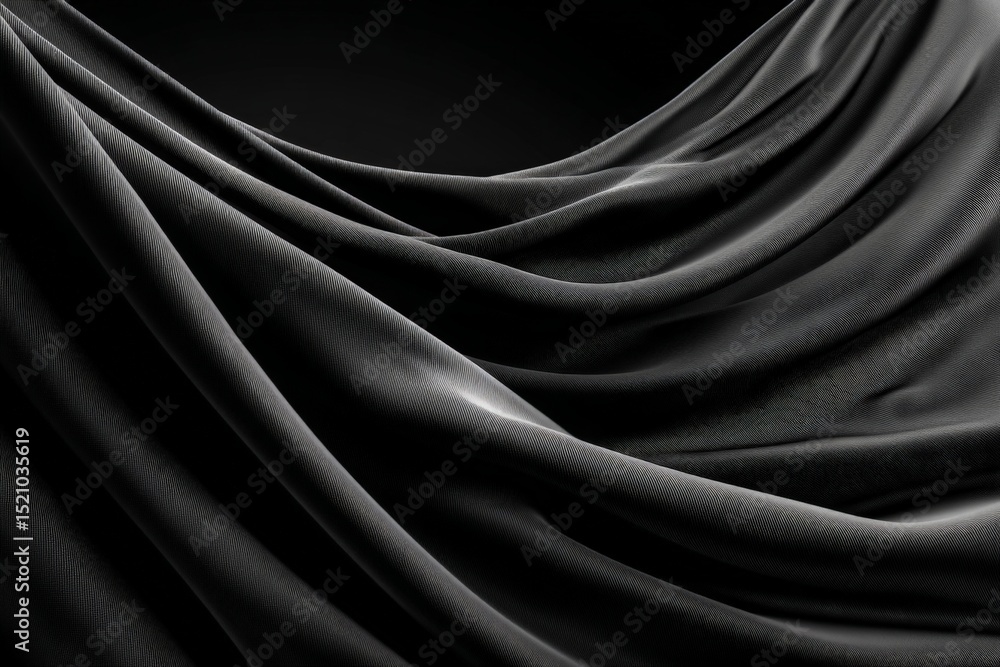 Aufkleber Captivating folds of smooth black fabric creating a dramatic and elegant texture in dim lighting