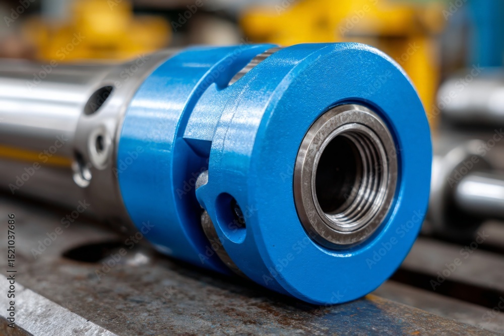 Aufkleber Industrial machinery component showcasing precision engineering and modern design in a workshop setting