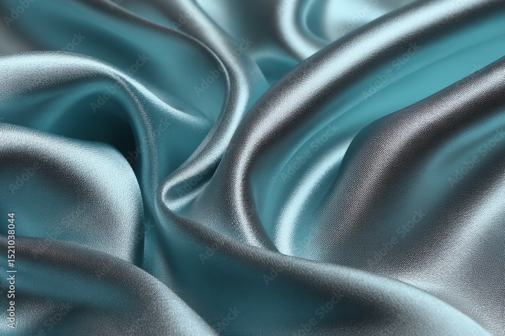 Poster soft blue satin fabric draped elegantly on a surface in a well-lit setting, showcasing smooth textur