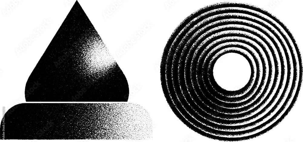 Poster engraved minimalist geometric forms with abstract patterns for design projects