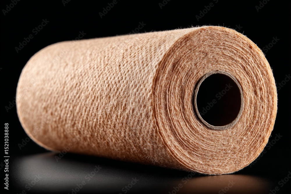 Aufkleber Brown roll of texture paper set against a black background highlighting its details and patterns