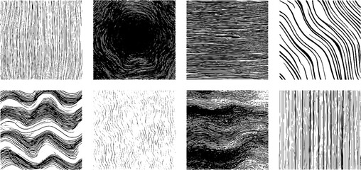 Minimalist engraved illustration set of textured squares for creative design projects