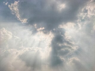 Sun Rays Through Clouds: Dramatic Sky in Bekasi, West Java, Indonesia