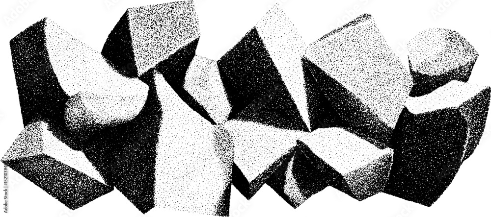 Poster engraved mosaic shards set with abstract geometric design for creative art projects