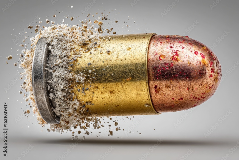 Aufkleber Bullet fragment exploding with colorful particles creating an artistic visual effect