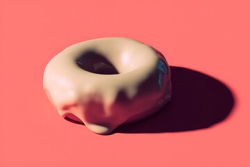 Minimalist doughnut art with monochrome backdrop