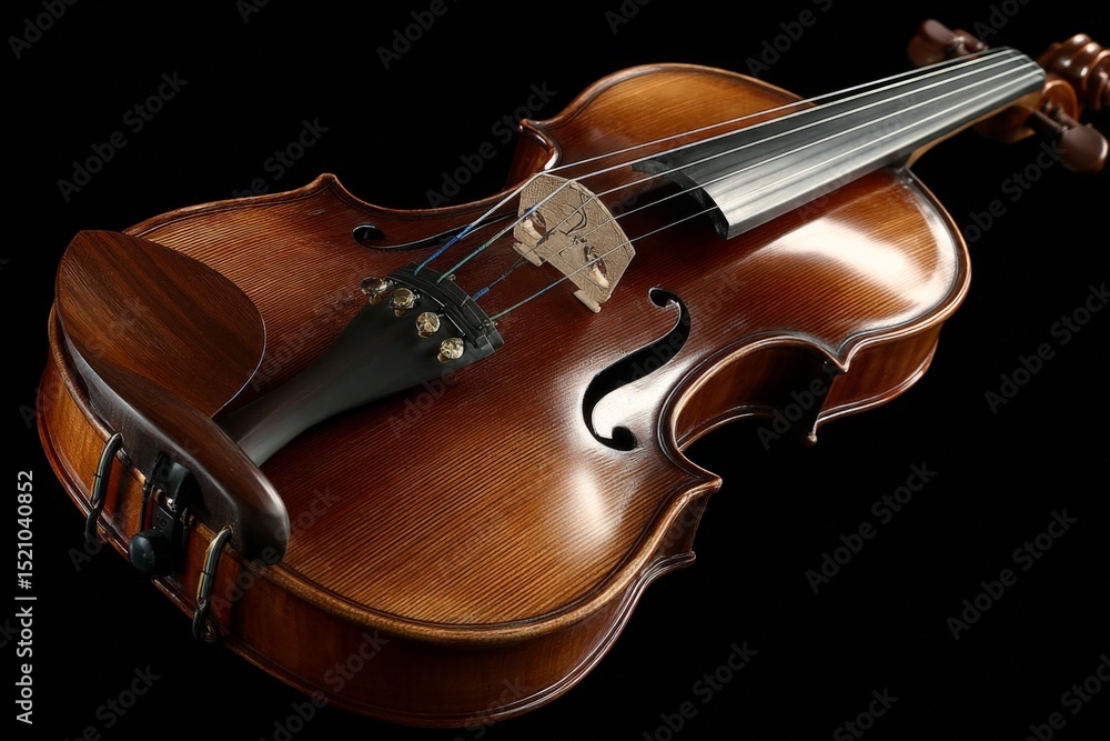 Poster elegant wooden violin with polished finish placed on a dark background showcasing craftsmanship and 