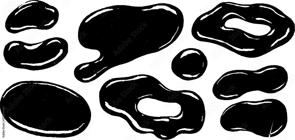 Poster engraved organic blob shapes collection for design and art projects