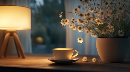 cup of coffee with flowers