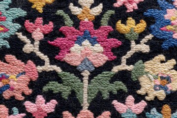 Colorful floral pattern showcases intricate textile design inspired by traditional craftsmanship
