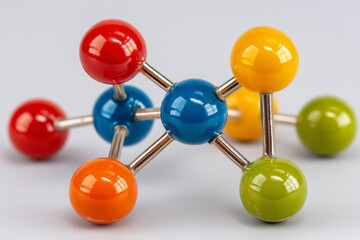 Obraz premium Colorful molecular model demonstrating atomic structure and bonding aspects under bright lighting