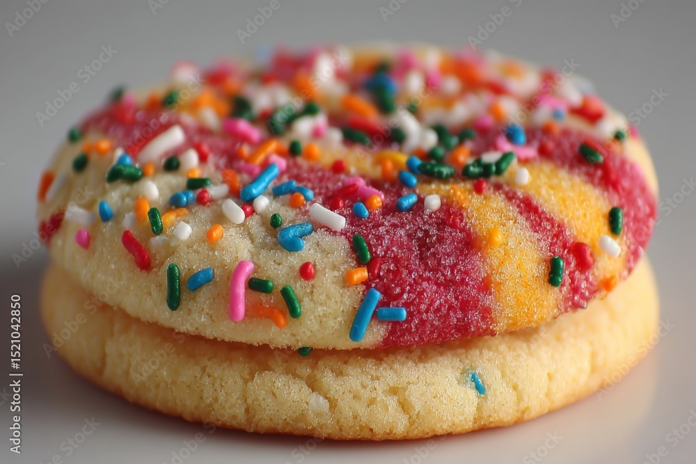 Aufkleber colorful sprinkle cookies stacked on a plain background showcasing vibrant toppings and soft texture