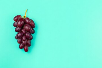 Red grapes isolated on turquoise background