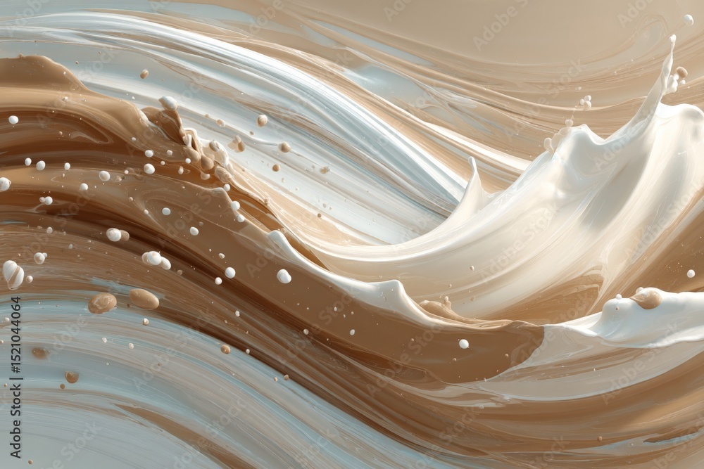 Poster swirling textures of creamy tones in an abstract representation of waves in light and shadow