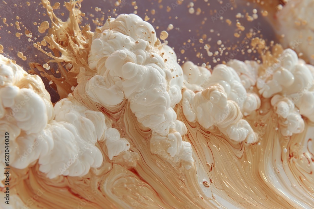 Aufkleber Beautiful abstract swirls of cream and coffee creating a dynamic, artistic display in soft lighting