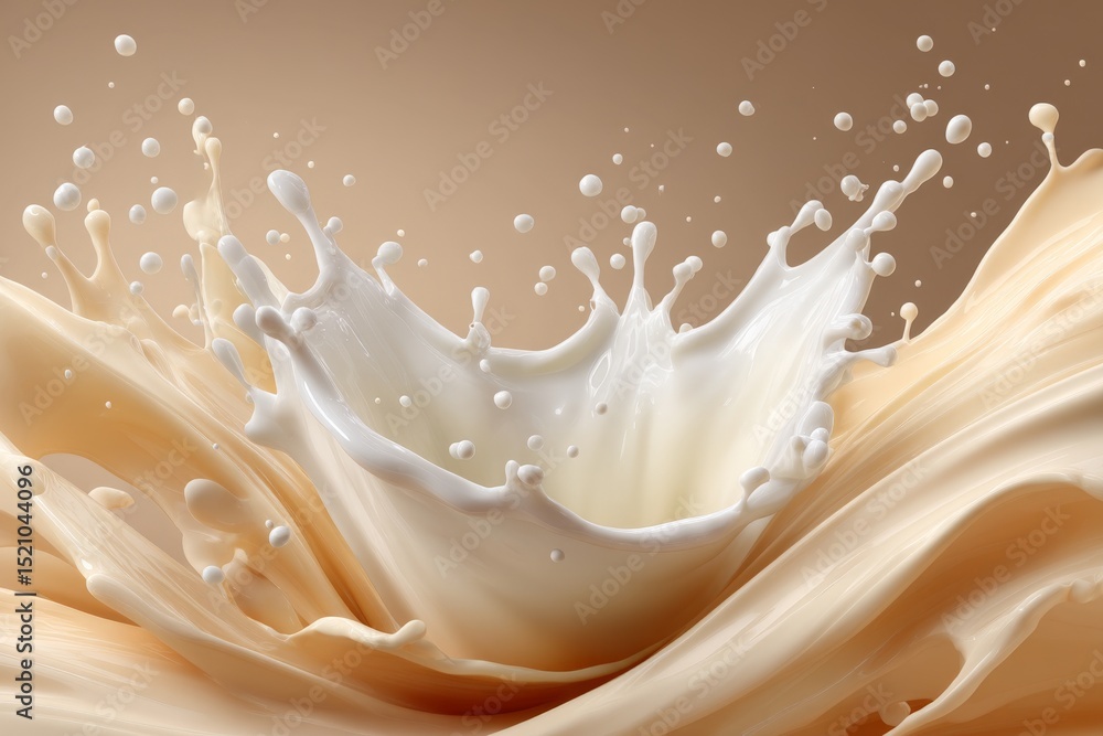 Poster Milk splash creates a dynamic contrast against a soft background highlighting fluid movement and texture